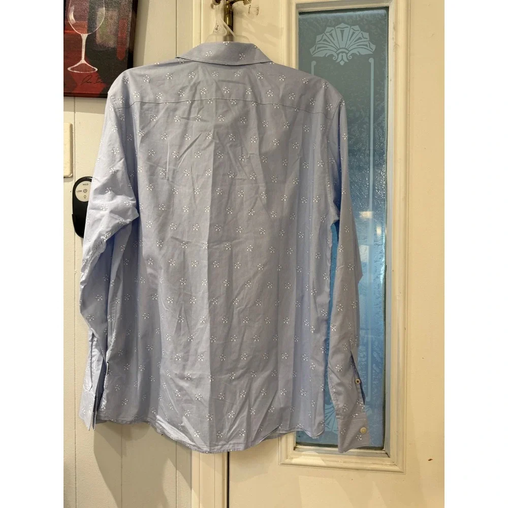 Ted Baker London Mens Balloon Dog Print Striped Button Down Shirt Blue Size 3